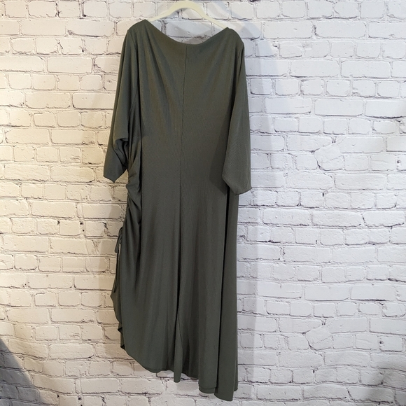 Torrid Midi Rib Asymmetrical Green Dress - Picture 3 of 7
